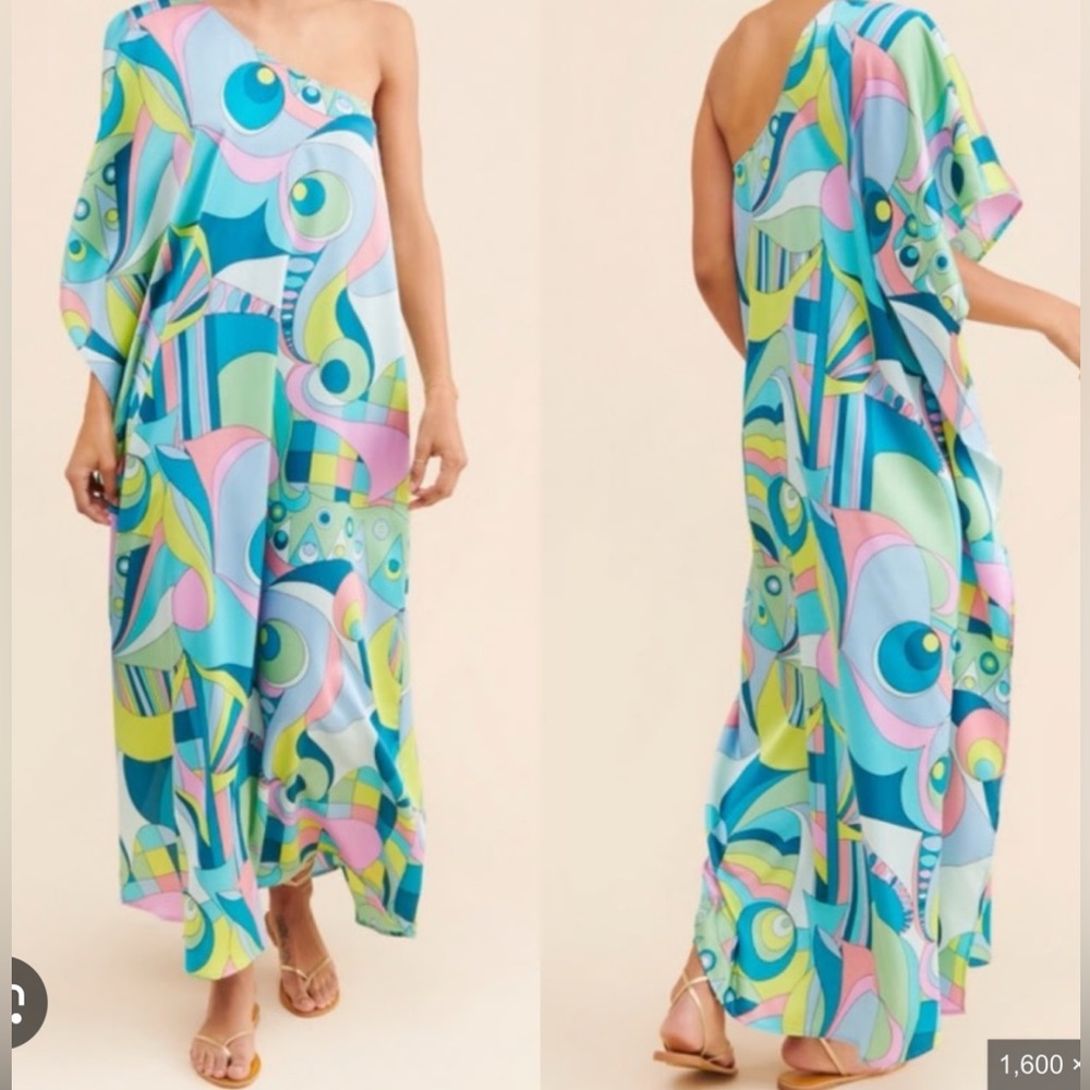 MUMU Tropez Maxi Abstract Print Dress